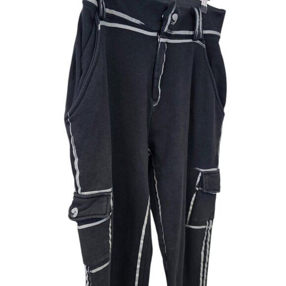 Maniere De Voir Womens Scribble Print Sweatpant Cargo Jogger, Black, UK 12, US 8 - Picture 12 of 12
